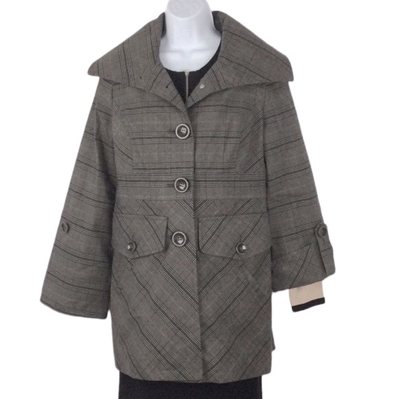 Kenneth Cole New York Plaid Trench Coat Sz S - Picture 2 of 12